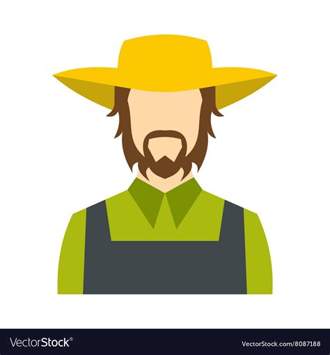 Farmer icon flat Royalty Free Vector Image - VectorStock