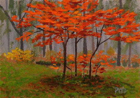 Acrylic Paintings of Trees | ... is a 5"x7" original acrylic landscape painting of young vibrant ...