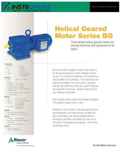 PPT - Instronline Bauer Gear Motor BG Series Helical Geared Motor ...