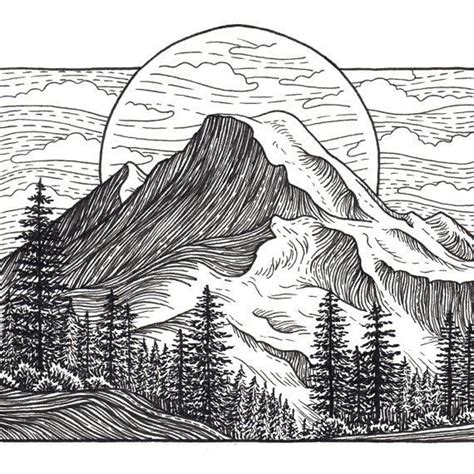 Image result for dribbble mountain illustration | Ink pen drawings, Mountain drawing, Mountain art