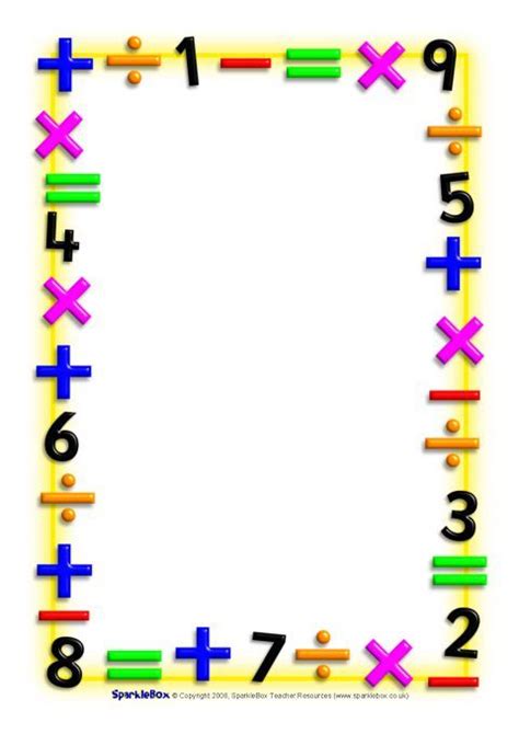 Maths-Themed A4 Page Borders (SB1210) - SparkleBox | Math border, Math design, Math pages