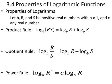 PPT - 3.4 Properties of Logarithmic Functions PowerPoint Presentation ...