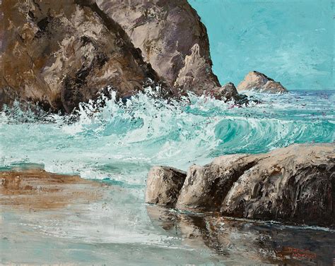 Waves Crashing On Rocks Painting at PaintingValley.com | Explore ...