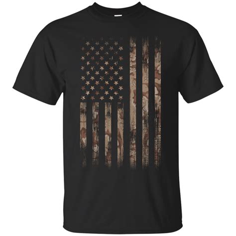 Camo Camouflage Weathered American Flag Tee Shirt | MADE IN USA