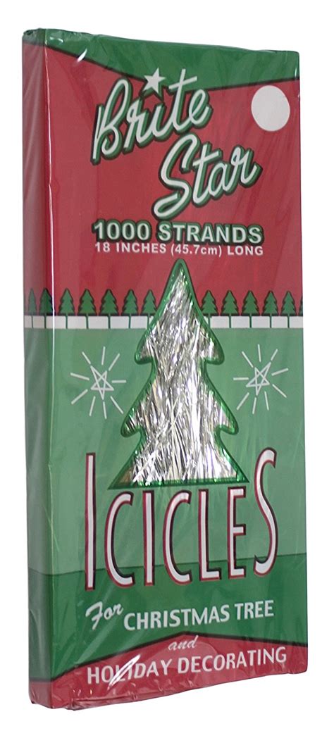 Brite Star 26-266-00 Christmas Tree Silver Tinsel Icicles, 18", 1000 Strands