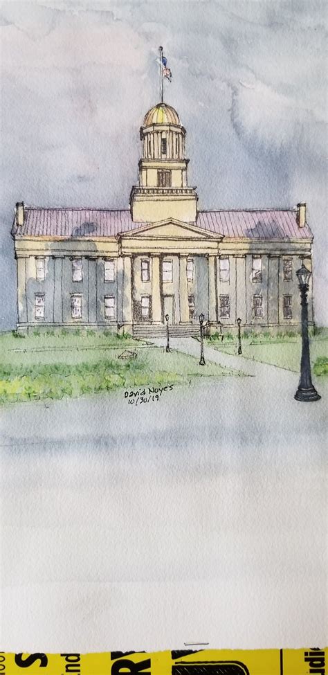 Old Capitol Iowa City Watercolor, Pen & Ink | Iowa city, City, Travel