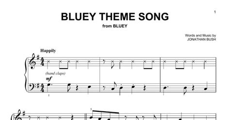 Bluey Theme Song Sheet Music Jonathan Bush Easy Piano