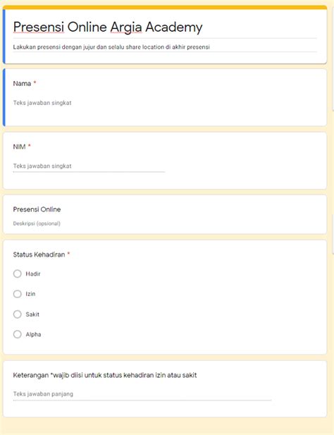Absensi Online Google Form Dengan Fitur Geolocation - Argia Academy