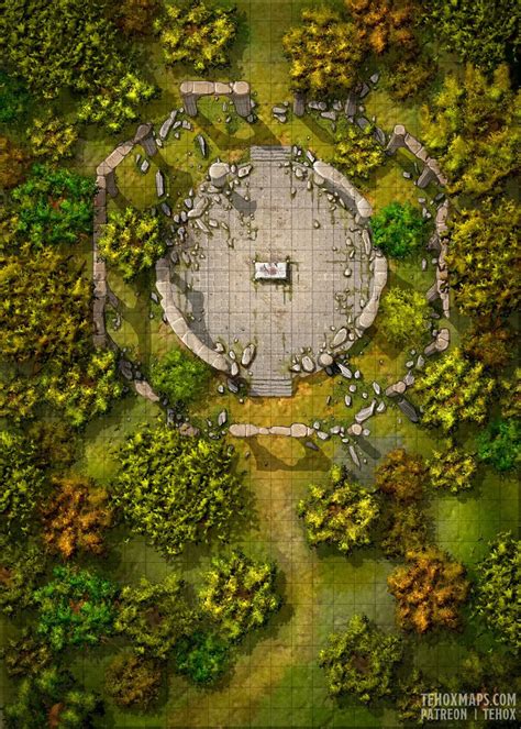 Sacrifice Ruins [25x35] | Tehox Maps on Patreon in 2021 | Dungeon maps, Forest map, Fantasy ...