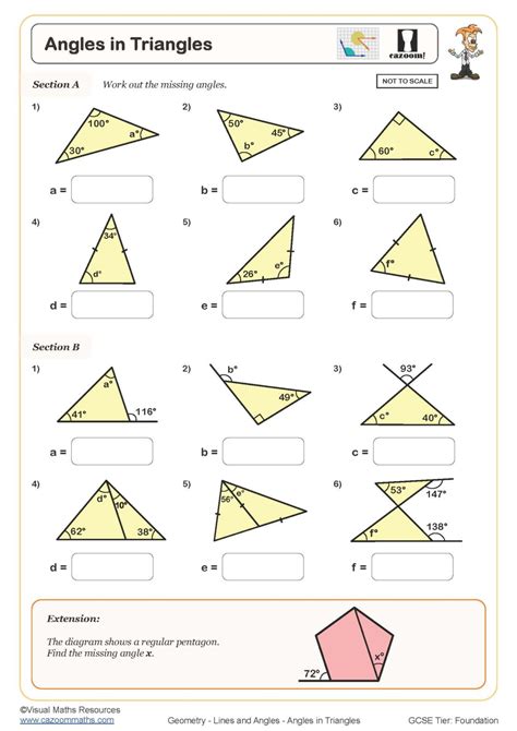 Worksheet On Finding Missing Angles In A Triangle