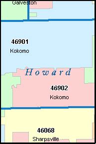 KOKOMO Indiana, IN ZIP Code Map Downloads