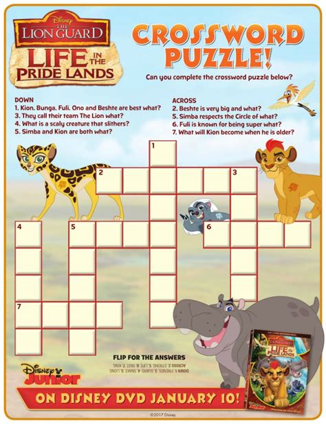 Disney Lion Guard Crossword Puzzle - Mama Likes This