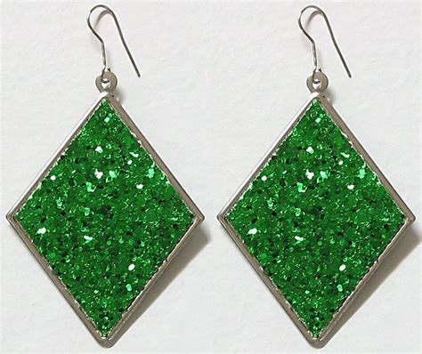 Green Diamond Shaped Earrings