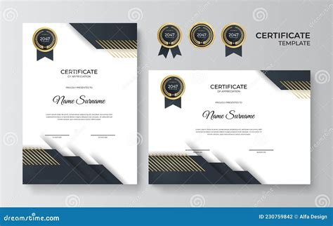 Modern Black and Gold Certificate Template Stock Illustration - Illustration of gold, decoration ...