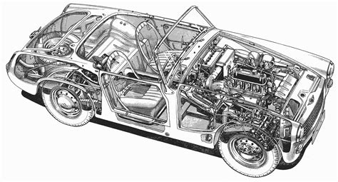 Austin-Healey Sprite 1961 Cutaway Drawing in High quality