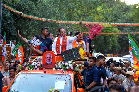 BJP National President J.P. Nadda with BJP Delhi president Virendra ...