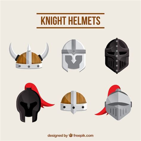 Free Vector | Hand drawn variety of medieval helmets