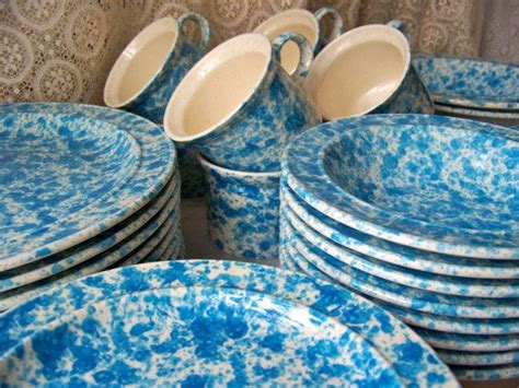 Vintage Dinnerware Set Splatter Blue Homer Laughlin Service | Etsy | Vintage dinnerware set ...