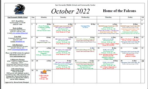 Parent Center Monthly Calendar – Parent and Community Center – San Fernando Middle School