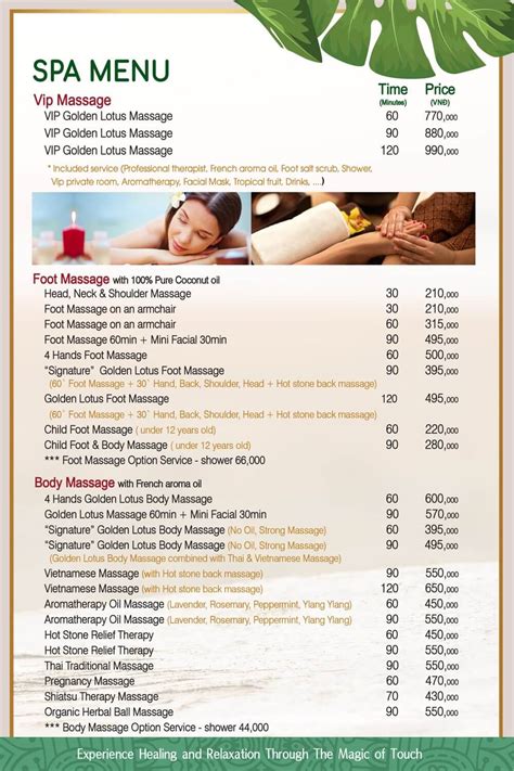 The Price of Massage Service in District 1 District 3 District 7 ...