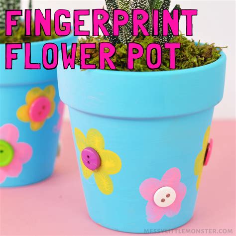 Fingerprint Flower Pot Craft - Messy Little Monster