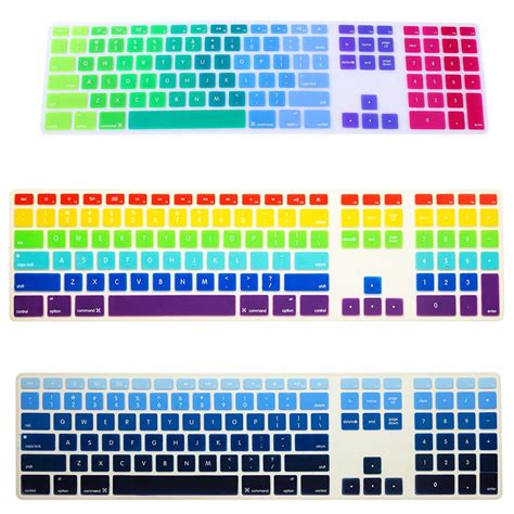 Newest Rainbow Gradient Colors Silicone Keyboard Cover For Apple Desktop Computer Keyboard ...