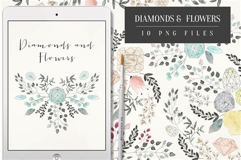 Diamonds and Flowers ~ Illustrations ~ Creative Market