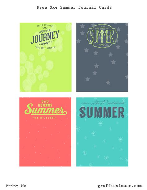 Free Printable Journaling Cards - Summer Time - The Graffical Muse