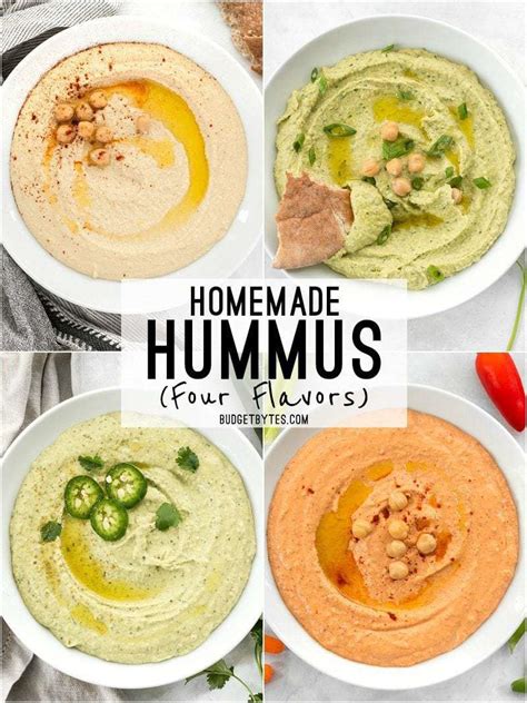 Homemade Hummus (four flavors) - Step by Step Photos - Budget Bytes