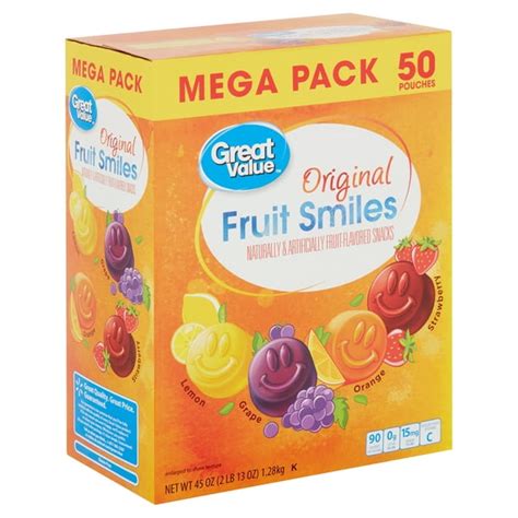 Great Value Original Fruit Smiles, 0.9 Oz (50 Count) - Walmart.com - Walmart.com