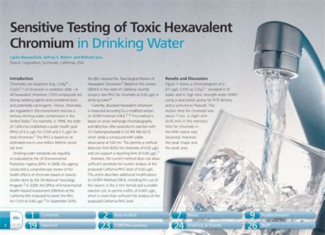 Sensitive Testing of Toxic Hexavalent Chromium in Drinking Water