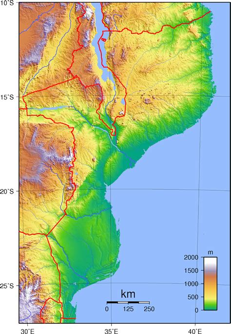 Mozambique Oil: Mozambique Mapa Topografico