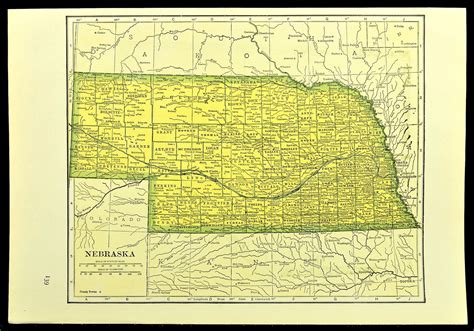 NEBRASKA MAP of Nebraska Wall Art Decor Vintage 1930s Yellow | Etsy