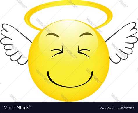 Cute angel emoticon with wings emoji smiley Vector Image