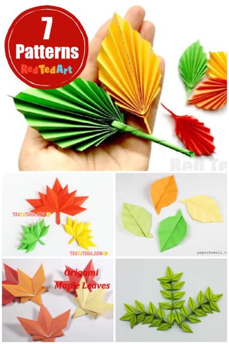 7 Ways to make an Origami Leaf - Red Ted Art - East Paper Crafts