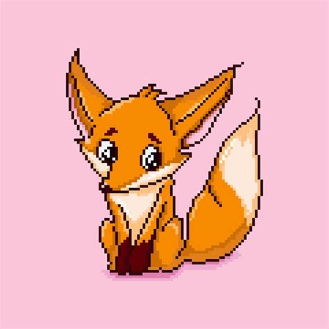 Premium Vector | Cute and funny cartoon fox on pink background. pixel art style. isolated vector ...