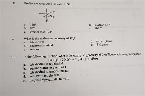 Solved Predict the bond angle indicated in SF4. 11111 -ustu | Chegg.com