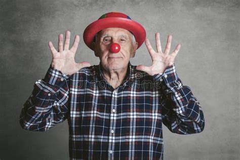 Funny Grandfather with Hat and Clown Nose Stock Image - Image of event, joke: 131392791