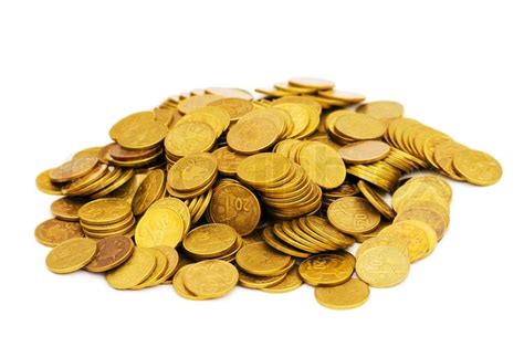 Pile of golden coins isolated on white | Stock image | Colourbox