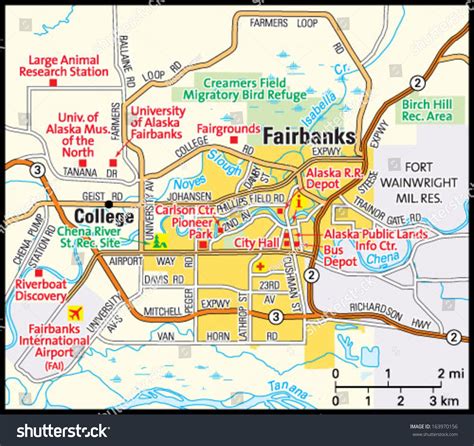 Fairbanks Alaska Area Map Stock Vector 163970156 - Shutterstock