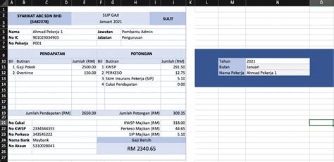 Template Slip Gaji Excel Malaysia ⋆ Rekemen