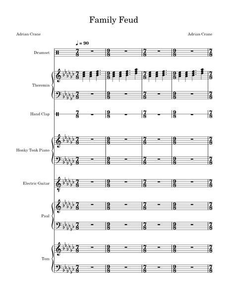 Family Feud Sheet music for Piano, Guitar, Drum group, Synthesizer ...