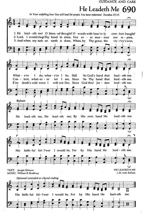 He Leadeth Me. | Hymn sheet music, Christian song lyrics, Hymn music