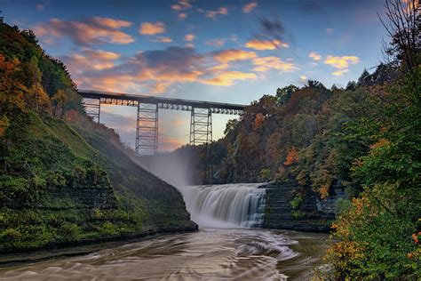 Sunset at the Upper Falls Photograph by Rick Berk - Fine Art America