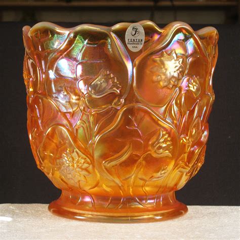 Fenton Marigold Opal Waterlily Carnival Glass Vase – Carnival Glass