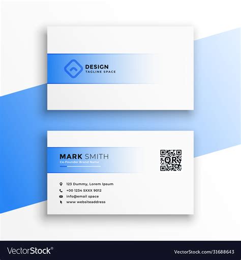 Simple blue and white business card design Vector Image