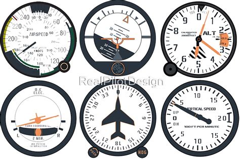 "Basic Six Flight Instruments" Stickers by RealPilotDesign | Redbubble