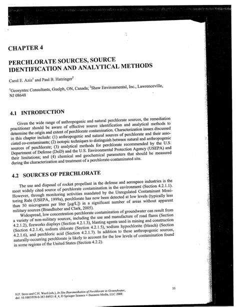 (PDF) Perchlorate Sources, Source Identification And Analytical Methods