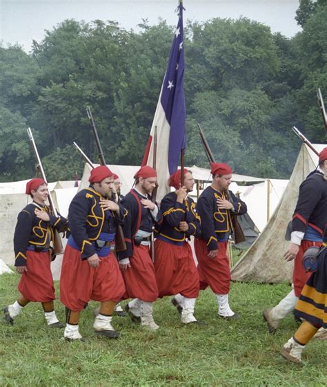 Louisiana Zouaves with the First National Flag of the Confederacy