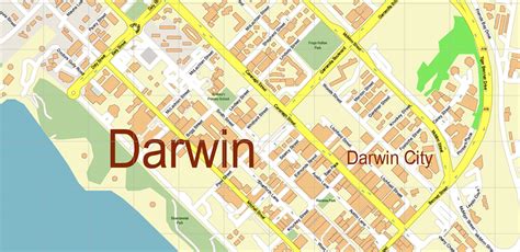 Darwin Australia PDF Vector Map: City Plan High Detailed Street Map editable Adobe PDF in layers